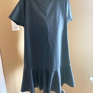 Girls Zara faux leather dress - black